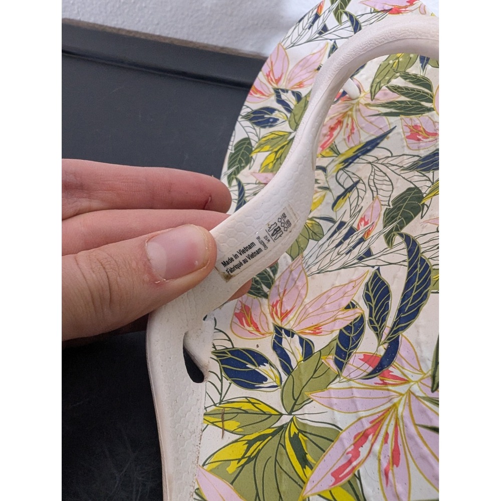 Crocs Kadee II Flip Flops Womens 10 White Tropical Floral Print Sandals 205078 - Picture 6 of 10